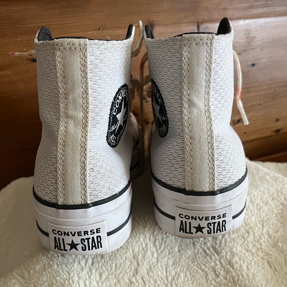 Converse White Textured High-Tops with Multicolor Laces - Picture 8 of 13